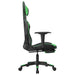 Scaun gaming de masaj/suport picioare, negru/verde, piele eco - WALTI WALTI
