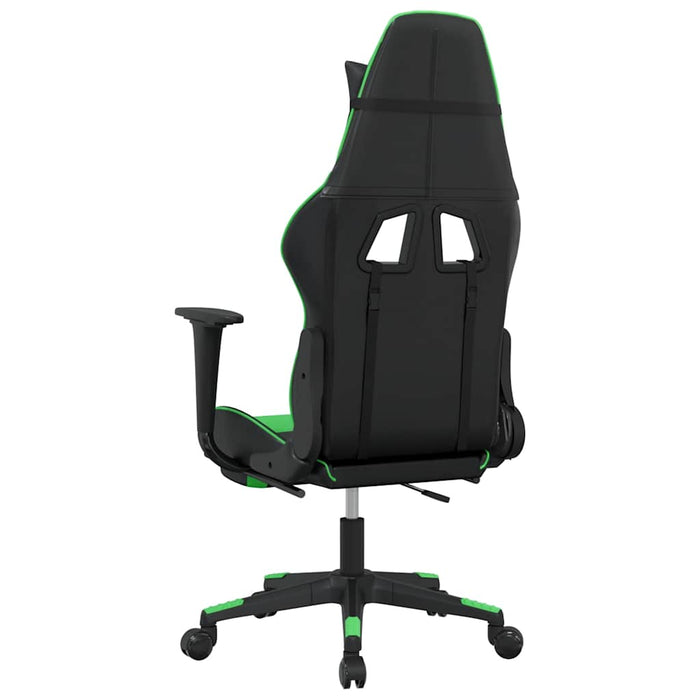 Scaun gaming de masaj/suport picioare, negru/verde, piele eco - WALTI WALTI