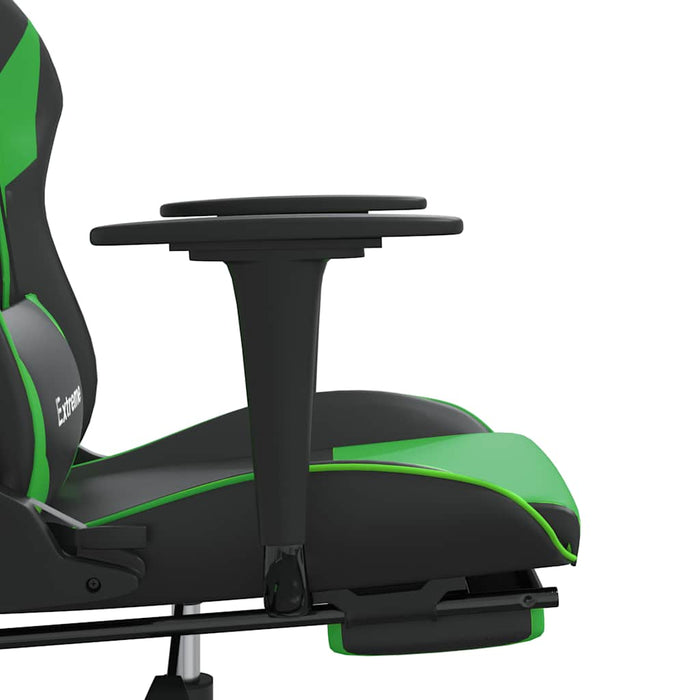 Scaun gaming de masaj/suport picioare, negru/verde, piele eco - WALTI WALTI