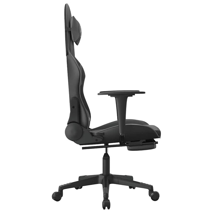 Scaun de gaming cu masaj/suport picioare, negru/gri, piele eco - WALTI WALTI