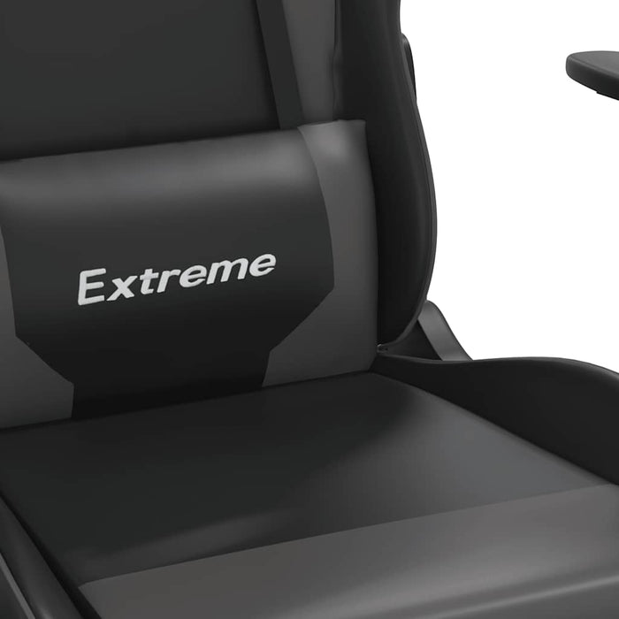 Scaun de gaming cu masaj/suport picioare, negru/gri, piele eco - WALTI WALTI