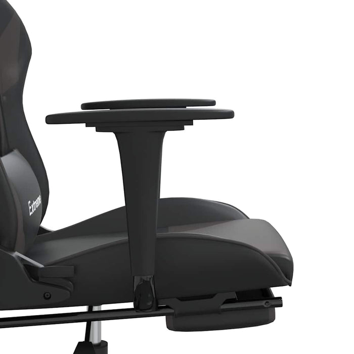 Scaun de gaming cu masaj/suport picioare, negru/gri, piele eco - WALTI WALTI