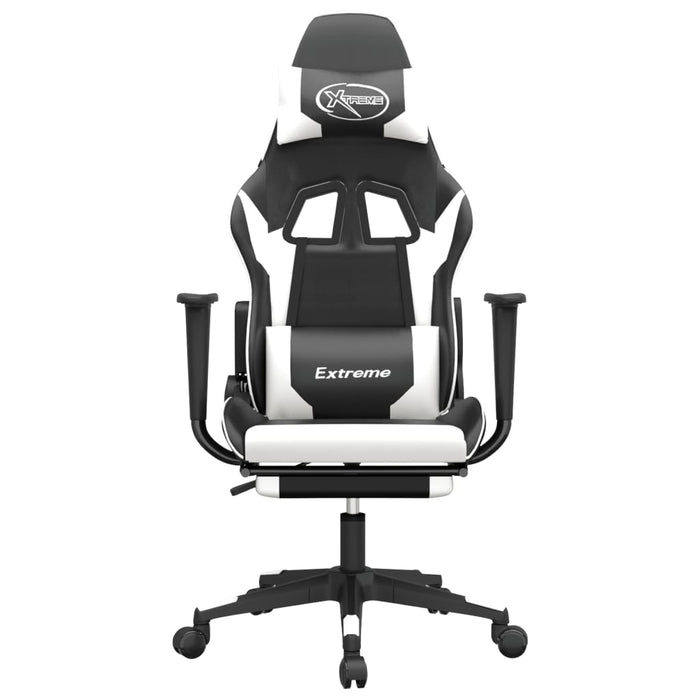 Scaun de gaming masaj/suport picioare alb/negru piele eco - WALTI WALTI