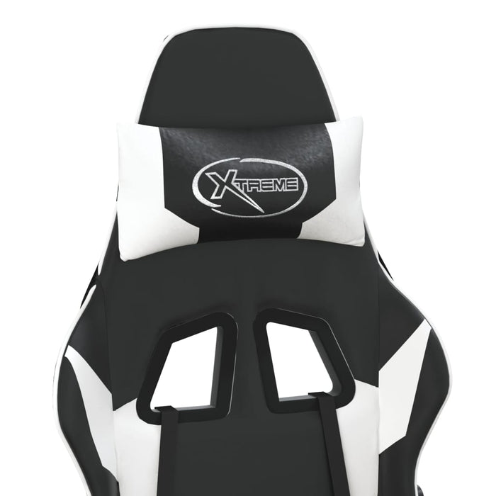 Scaun de gaming masaj/suport picioare alb/negru piele eco - WALTI WALTI