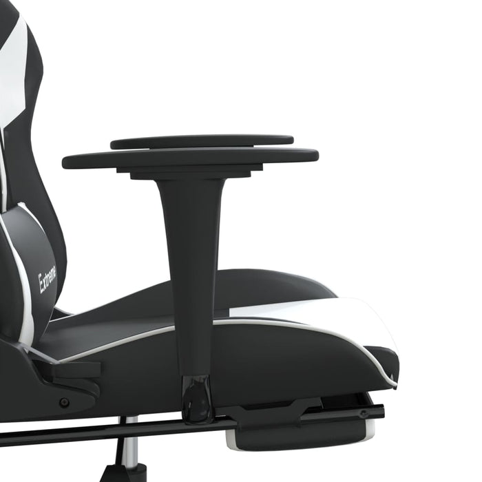 Scaun de gaming masaj/suport picioare alb/negru piele eco - WALTI WALTI