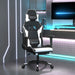 Scaun de gaming masaj/suport picioare alb/negru piele eco - WALTI WALTI