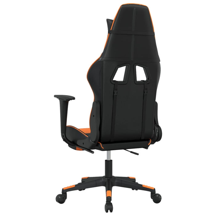 Scaun gaming masaj/suport picioare, negru/portocaliu, piele eco - WALTI WALTI