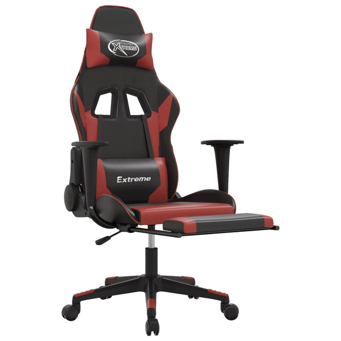 Scaun de gaming masaj/suport picioare negru/roșu vin piele eco - WALTI WALTI