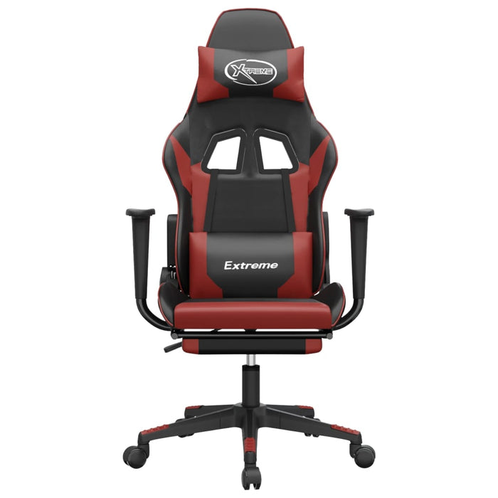 Scaun de gaming masaj/suport picioare negru/roșu vin piele eco - WALTI WALTI