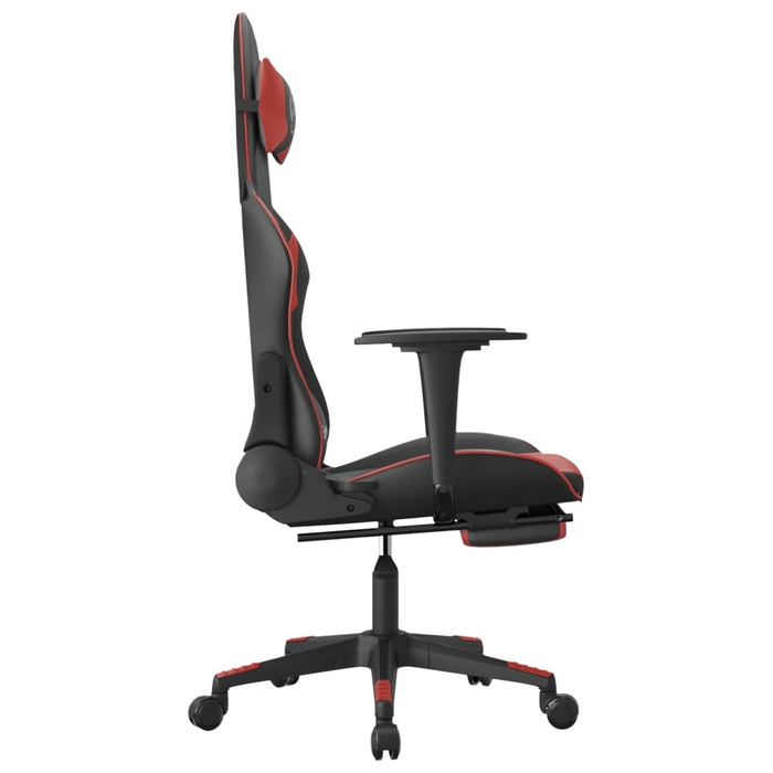 Scaun de gaming masaj/suport picioare negru/roșu vin piele eco - WALTI WALTI