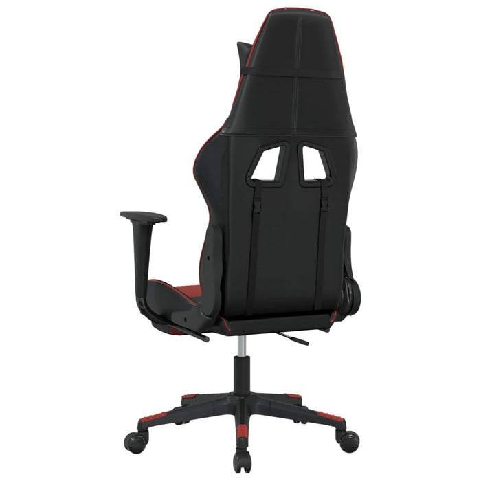 Scaun de gaming masaj/suport picioare negru/roșu vin piele eco - WALTI WALTI