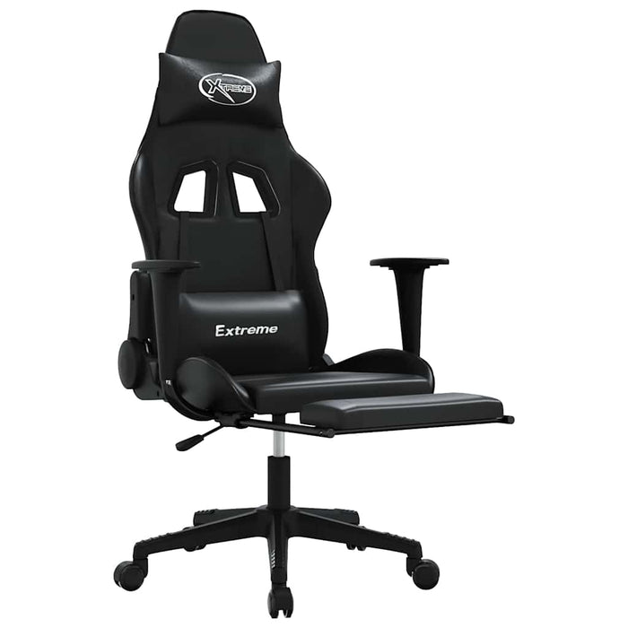 Scaun de gaming cu masaj/suport picioare, negru, piele eco - WALTI WALTI
