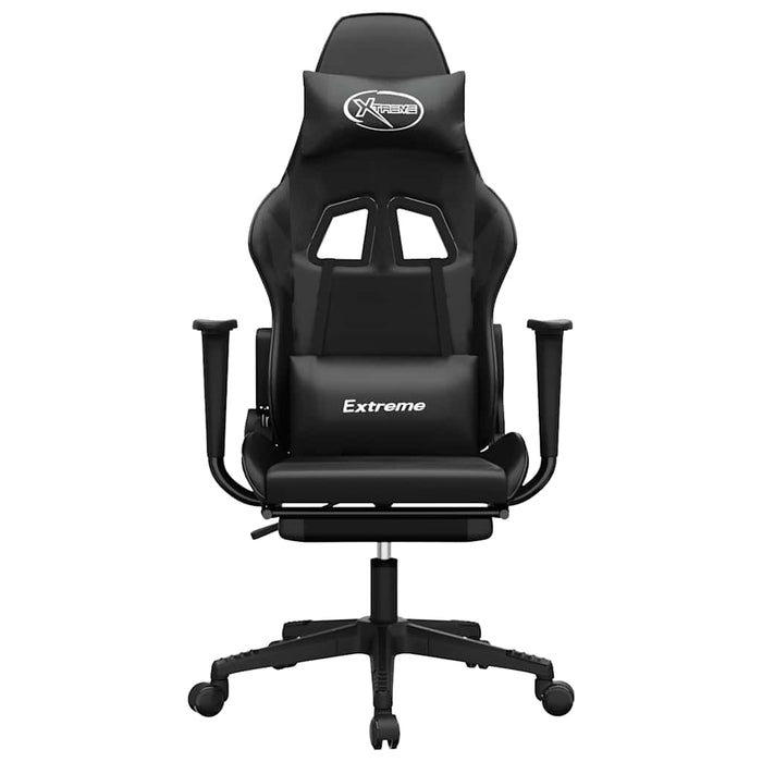 Scaun de gaming cu masaj/suport picioare, negru, piele eco - WALTI WALTI
