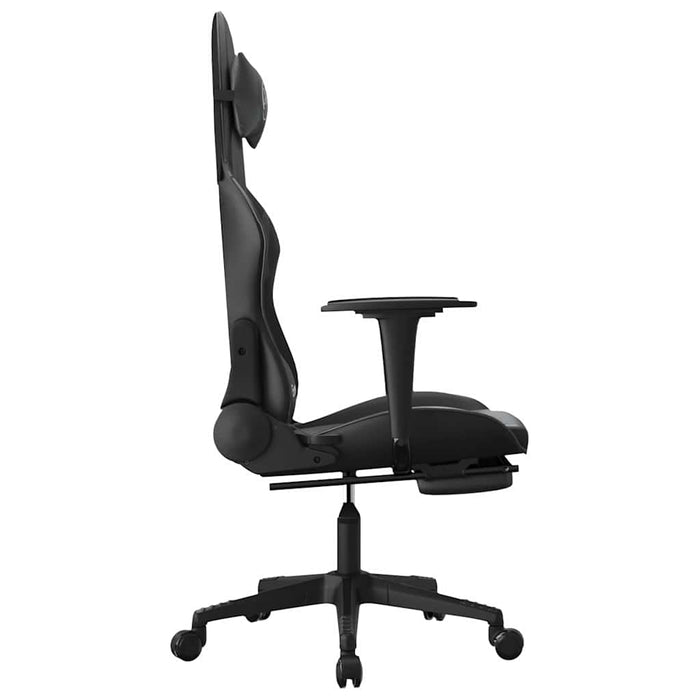 Scaun de gaming cu masaj/suport picioare, negru, piele eco - WALTI WALTI