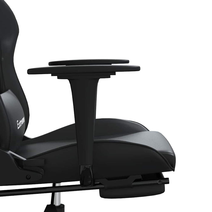 Scaun de gaming cu masaj/suport picioare, negru, piele eco - WALTI WALTI