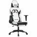 Scaun de gaming masaj/suport picioare alb/negru piele eco - WALTI WALTI