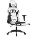 Scaun de gaming masaj/suport picioare alb/negru piele eco - WALTI WALTI