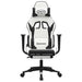 Scaun de gaming masaj/suport picioare alb/negru piele eco - WALTI WALTI