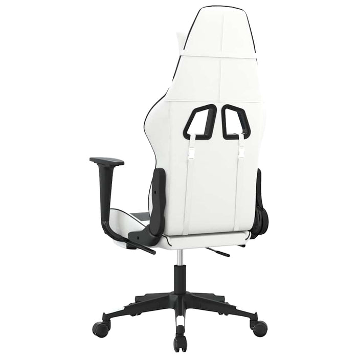 Scaun de gaming masaj/suport picioare alb/negru piele eco - WALTI WALTI