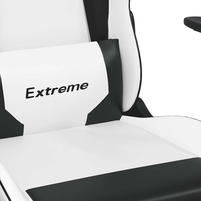 Scaun de gaming masaj/suport picioare alb/negru piele eco - WALTI WALTI
