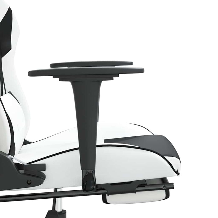 Scaun de gaming masaj/suport picioare alb/negru piele eco - WALTI WALTI