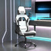 Scaun de gaming masaj/suport picioare alb/negru piele eco - WALTI WALTI