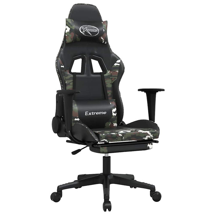 Scaun de gaming masaj/suport picioare negru/Camuflaj piele eco - WALTI WALTI