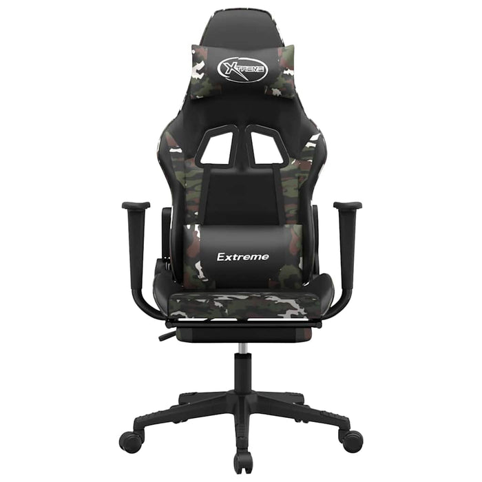 Scaun de gaming masaj/suport picioare negru/Camuflaj piele eco - WALTI WALTI