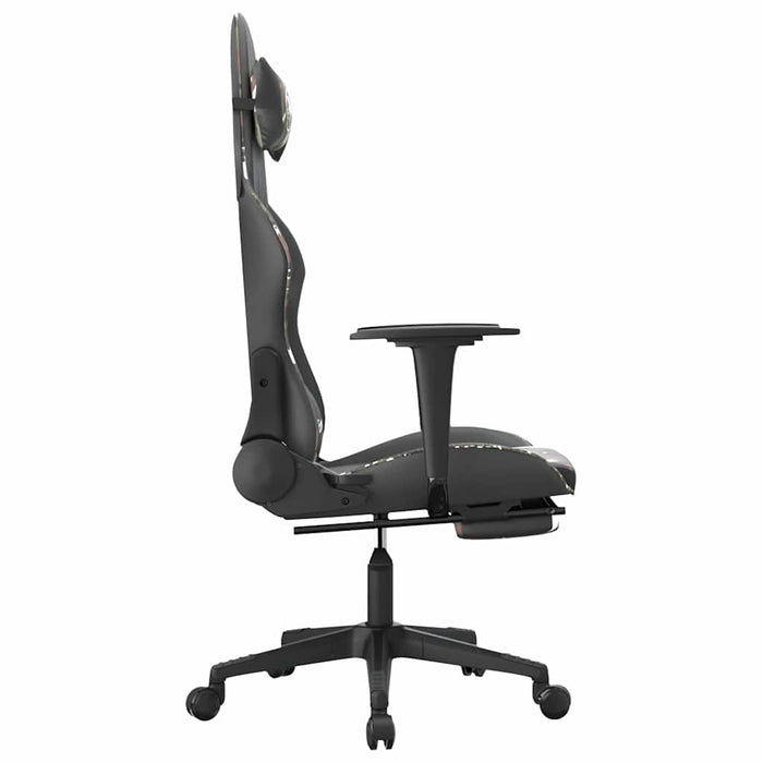 Scaun de gaming masaj/suport picioare negru/Camuflaj piele eco - WALTI WALTI