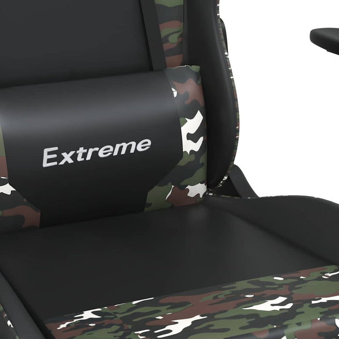 Scaun de gaming masaj/suport picioare negru/Camuflaj piele eco - WALTI WALTI