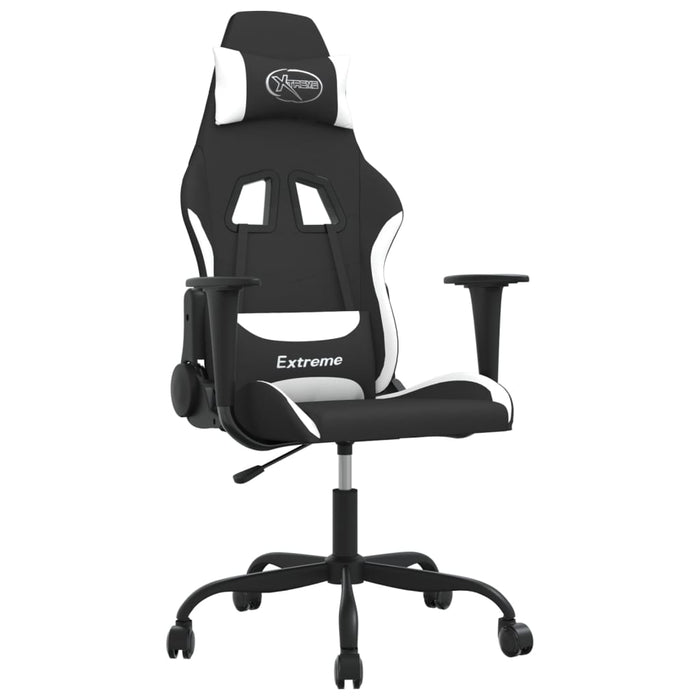 Scaun de gaming cu masaj, negru și alb, material textil - WALTI WALTI