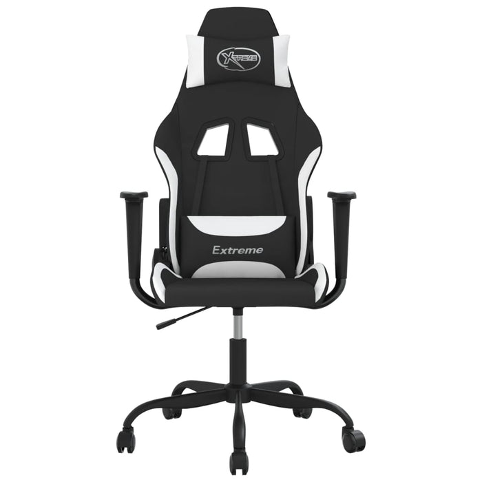 Scaun de gaming cu masaj, negru și alb, material textil - WALTI WALTI