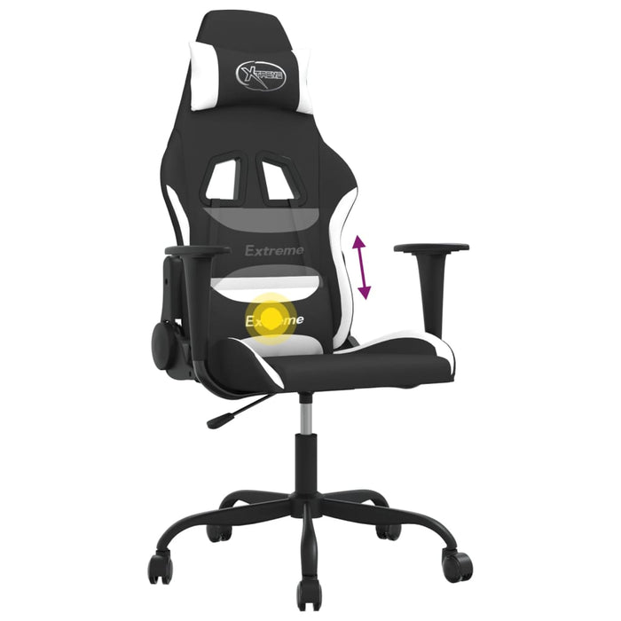 Scaun de gaming cu masaj, negru și alb, material textil - WALTI WALTI