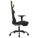 Scaun de gaming cu masaj/suport picioare, negru și crem, textil - WALTI WALTI
