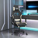Scaun de gaming cu masaj/suport picioare, negru și crem, textil - WALTI WALTI
