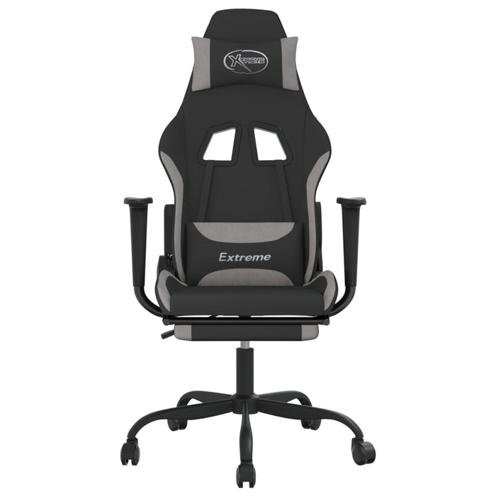 Scaun gaming cu masaj/suport picioare, negru/gri deschis textil - WALTI WALTI