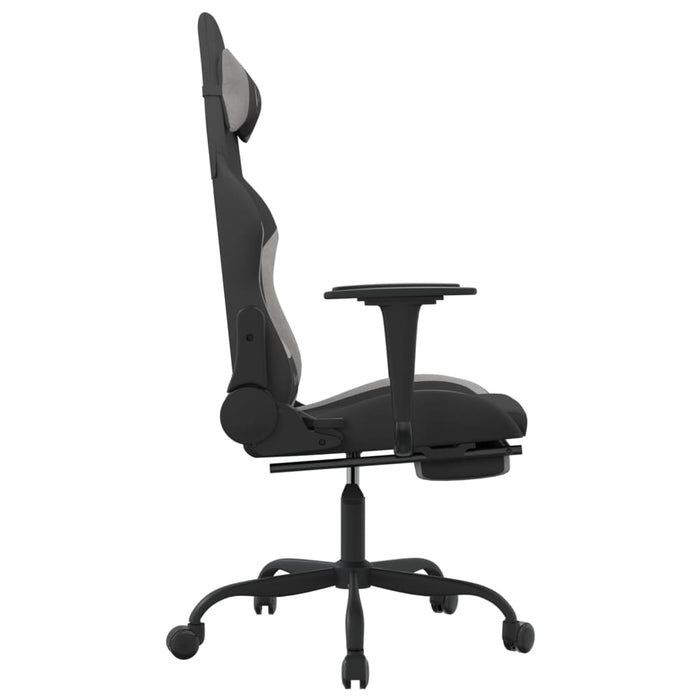 Scaun gaming cu masaj/suport picioare, negru/gri deschis textil - WALTI WALTI