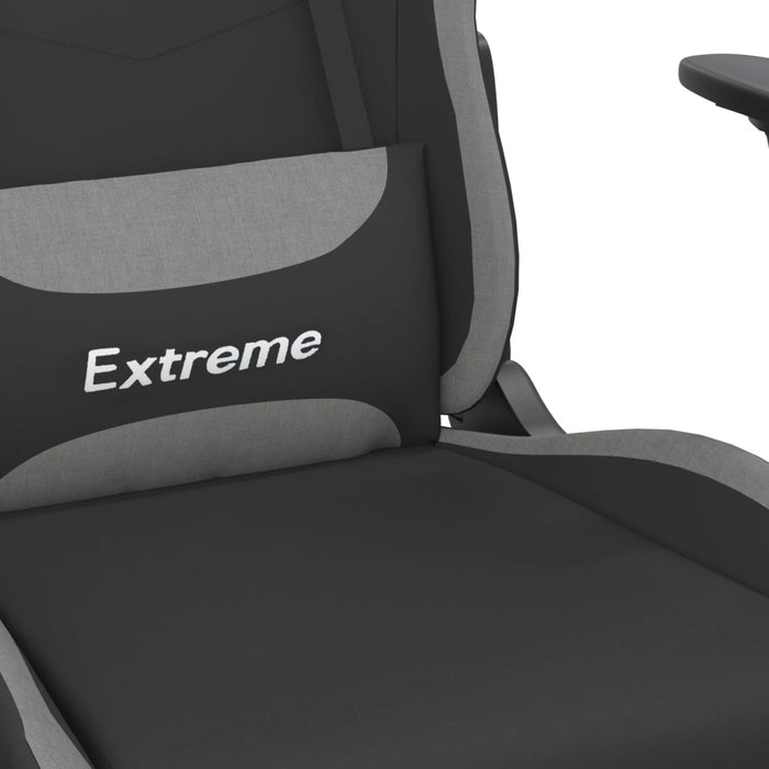 Scaun gaming cu masaj/suport picioare, negru/gri deschis textil - WALTI WALTI