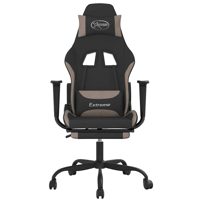 Scaun de gaming cu masaj/suport picioare, negru / taupe, textil WALTI