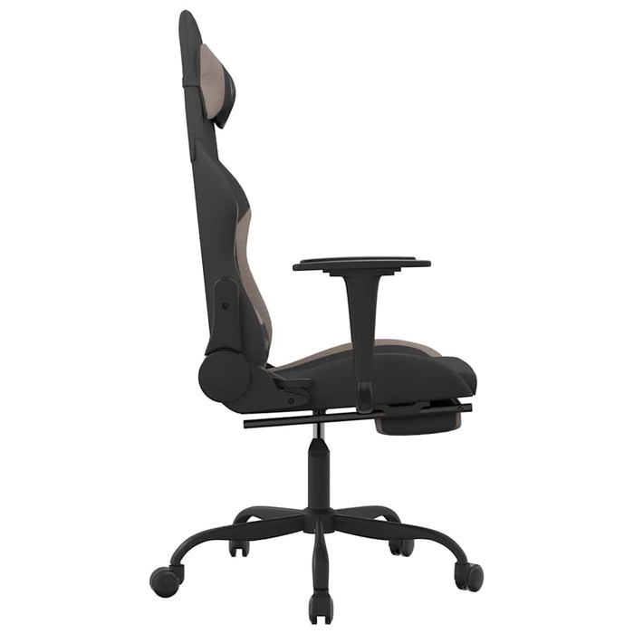 Scaun de gaming cu masaj/suport picioare, negru / taupe, textil WALTI