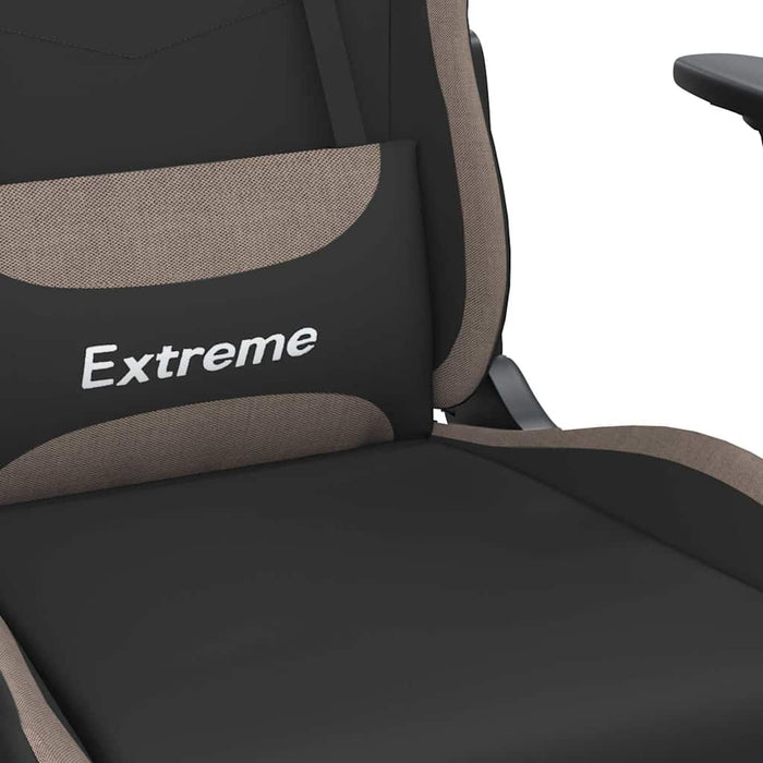 Scaun de gaming cu masaj/suport picioare, negru / taupe, textil WALTI
