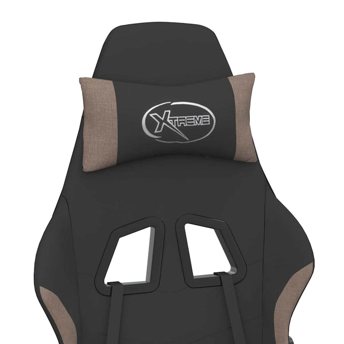 Scaun de gaming cu masaj/suport picioare, negru / taupe, textil WALTI