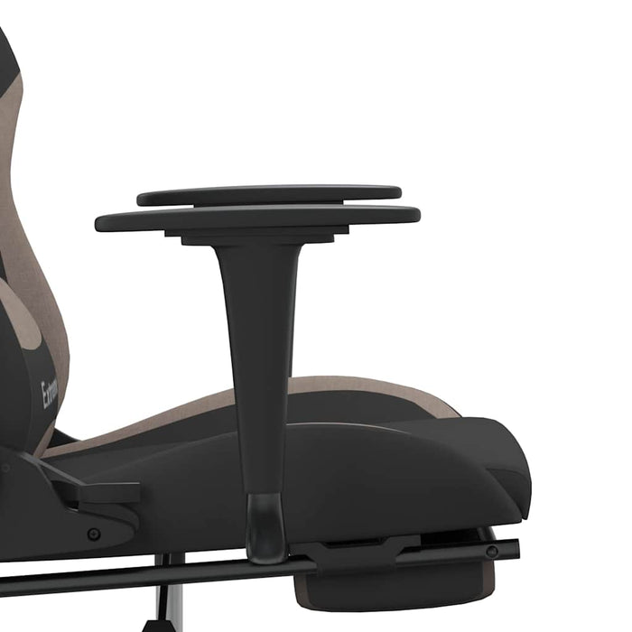 Scaun de gaming cu masaj/suport picioare, negru / taupe, textil WALTI