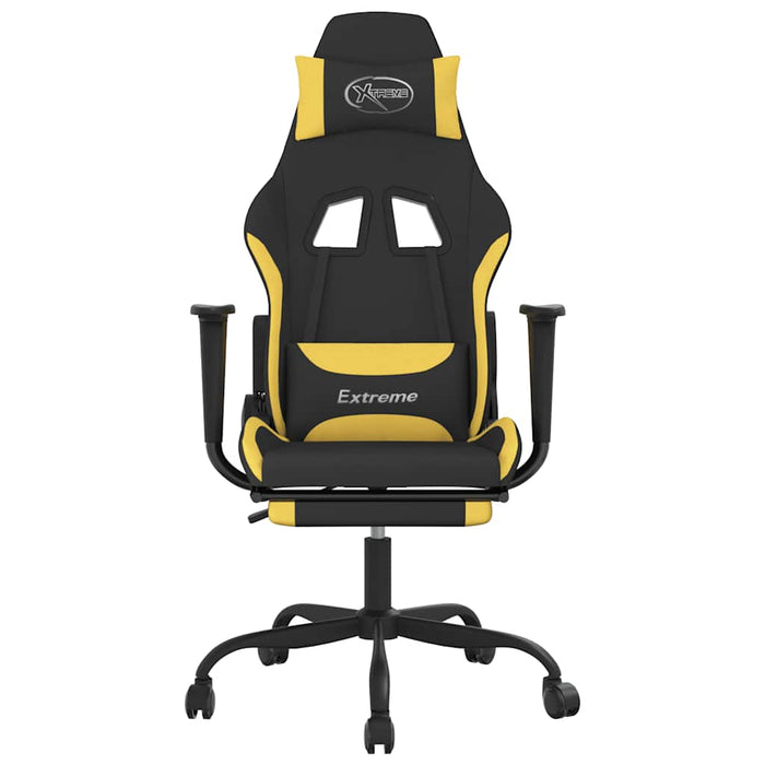 Scaun de gaming cu masaj/suport picioare, negru/galben, textil - WALTI WALTI