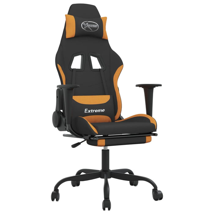 Scaun de gaming cu masaj/suport picioare, negru / oranj, textil - WALTI WALTI