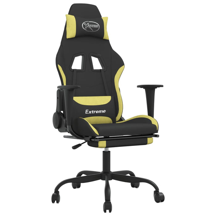 Scaun gaming masaj/suport picioare, negru/verde deschis textil - WALTI WALTI