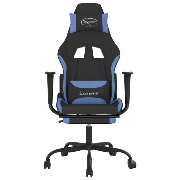 Scaun de gaming cu masaj/suport picioare, negru/albastru textil - WALTI WALTI