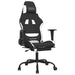 Scaun de gaming cu masaj/suport picioare, negru și alb, textil - WALTI WALTI