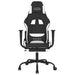Scaun de gaming cu masaj/suport picioare, negru și alb, textil - WALTI WALTI