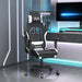 Scaun de gaming cu masaj/suport picioare, negru și alb, textil - WALTI WALTI
